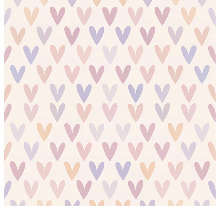 Papel pintado juvenil patrón de corazones pastel - TenVinilo