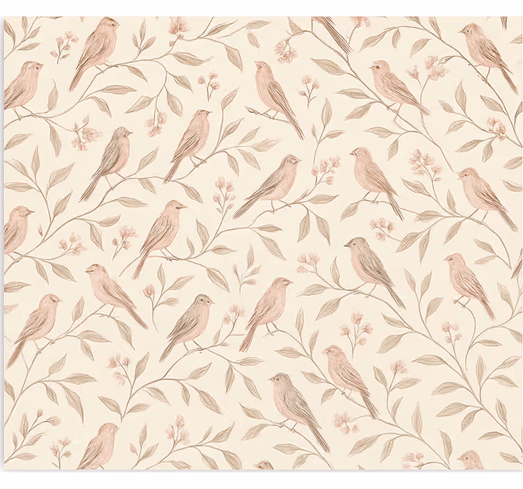 Papel pintado juvenil sendero de pájaros vintage - TenVinilo