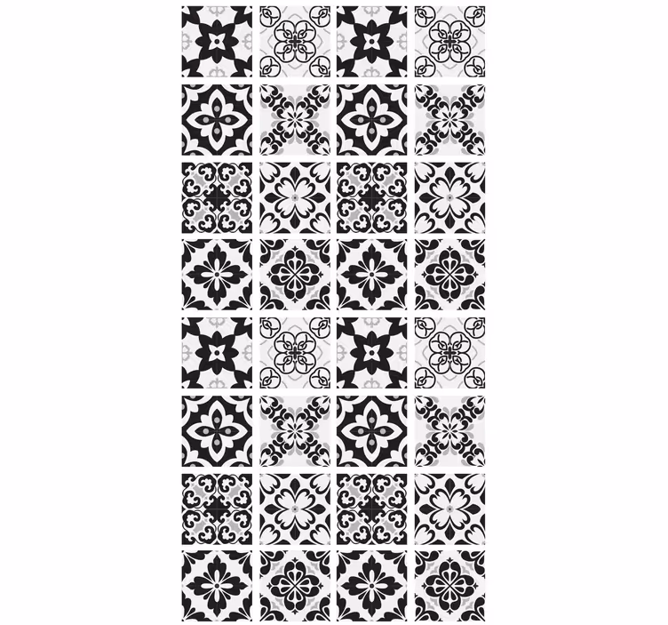 Papel pintado cocina azulejos en blanco y negro - TenVinilo