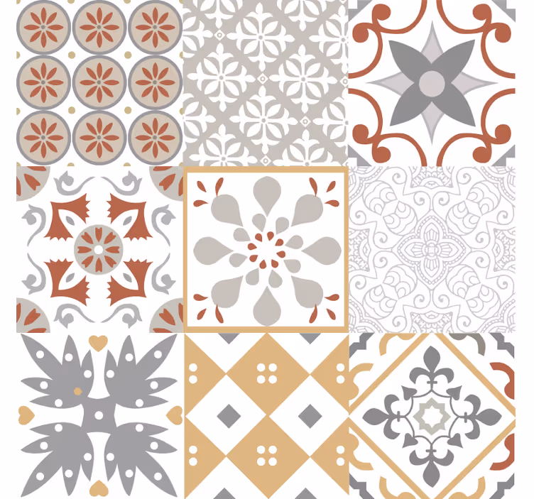 Papel pintado cocina mosaico naranja - TenVinilo