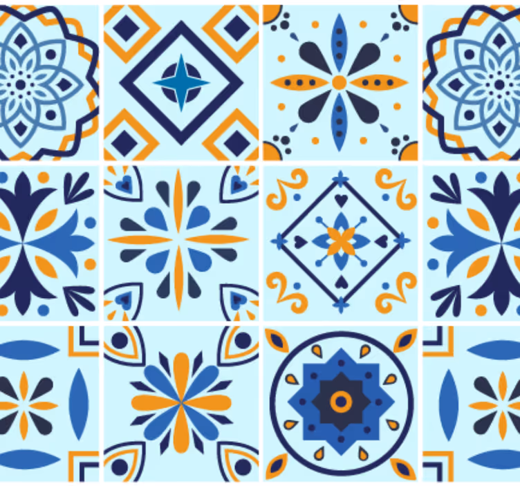 Papel pintado cocina motivo de azulejos tradicional - TenVinilo