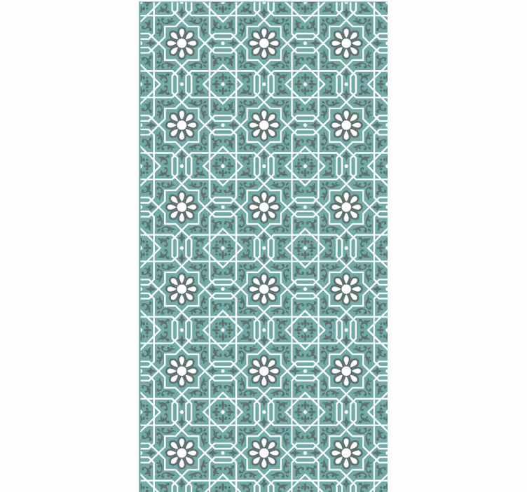 Papel pintado cocina azulejos florales verdes - TenVinilo