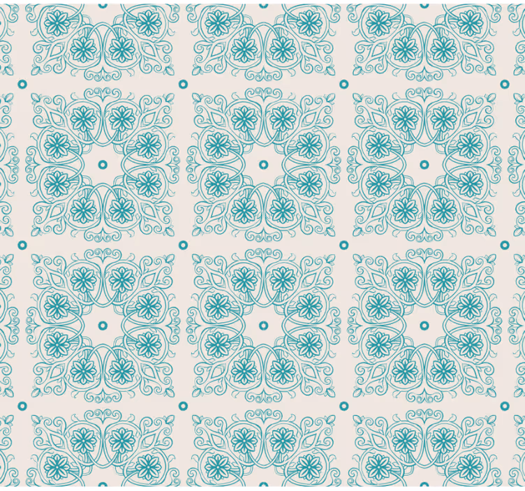 Papel pintado cocina azulejos turquesa - TenVinilo