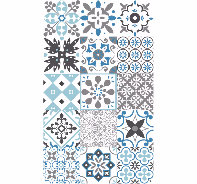 Papel pintado cocina mosaico azul - TenVinilo