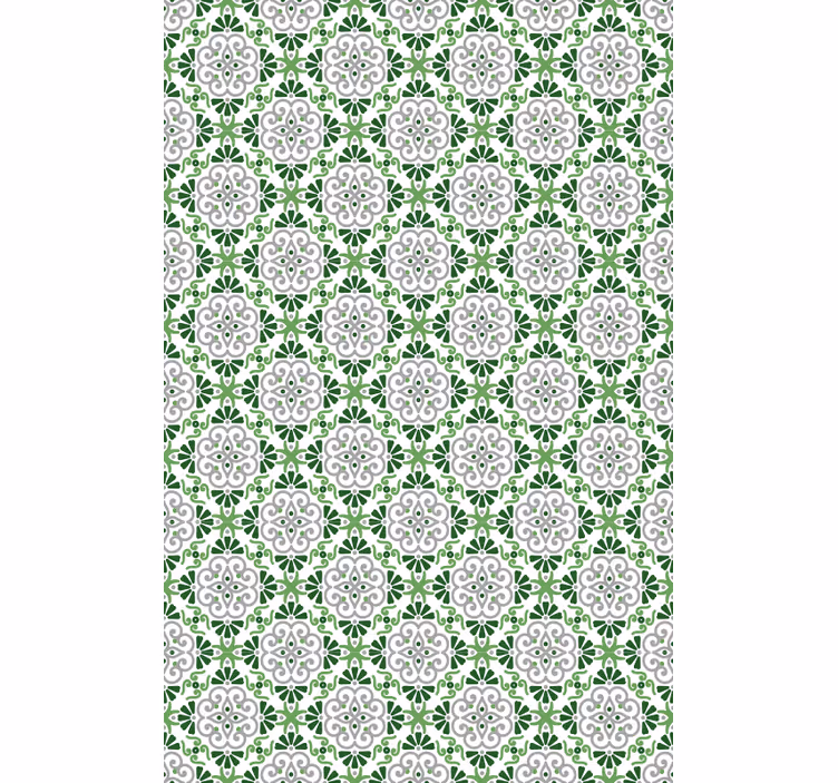 Papel pintado cocina mosaico floral verde - TenVinilo