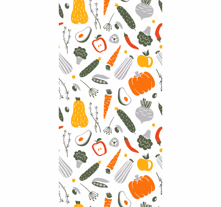 Papel pintado cocina colección de verduras coloridas - TenVinilo