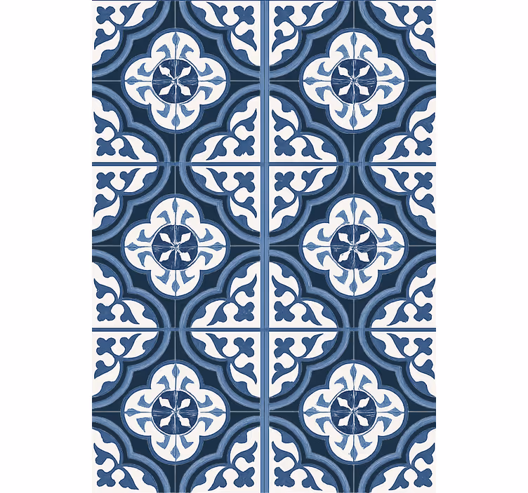 Papel pintado salón azul "mayorica" portugués - TenVinilo