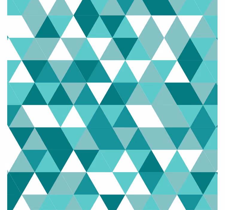 Papel pintado salón tonos triangulares turquesa - TenVinilo