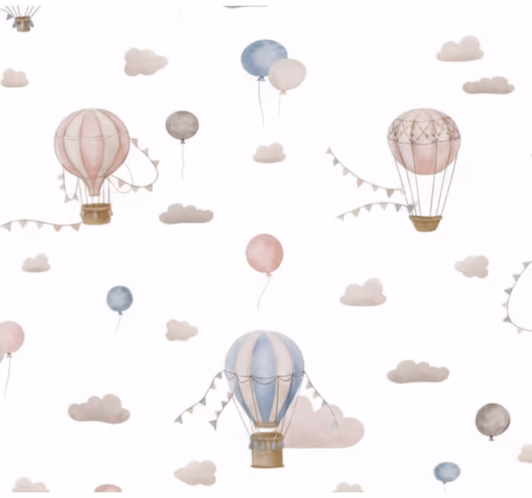 Papel pintado salón globo aerostático pastel - TenVinilo