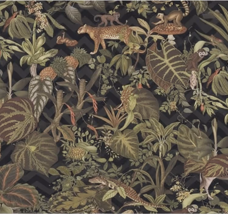 Papel pintado dormitorio matrimonio animales de la selva - TenVinilo