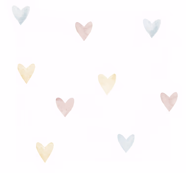 Papel pintado dormitorio matrimonio corazones acuarelados pastel - TenVinilo