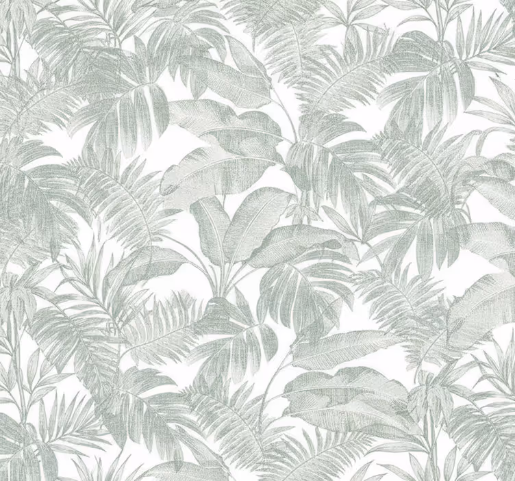 Papel pintado dormitorio matrimonio palma esbozo plateada - TenVinilo