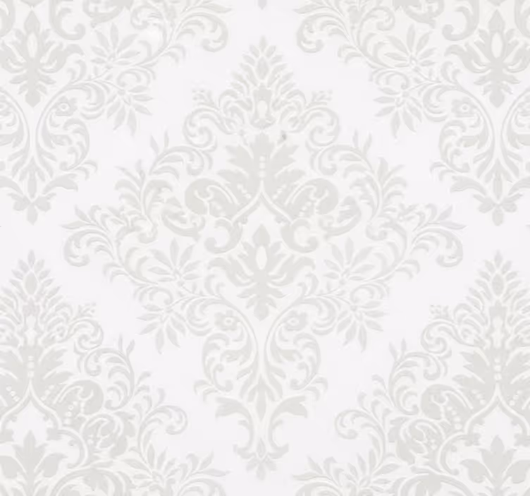Papel pintado salón damasco blanco clásico - TenVinilo