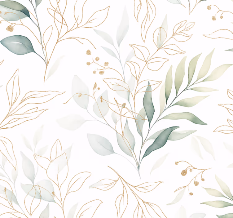Papel pintado dormitorio matrimonio acuarela de vegetación - TenVinilo