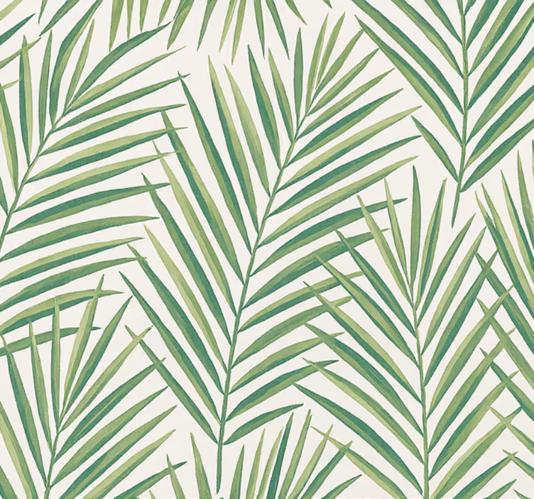 Papel pintado salón hojas verdes tropicales finas - TenVinilo