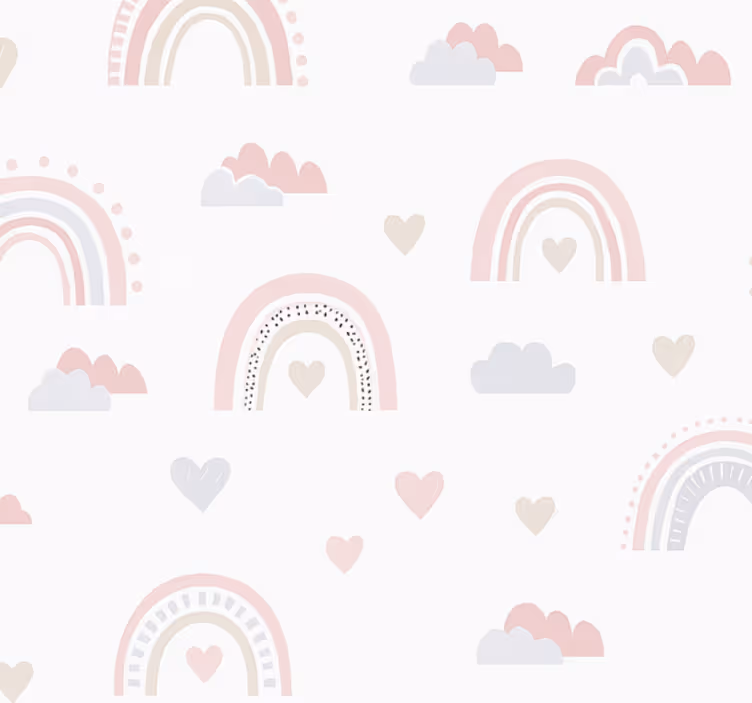 Papel pintado infantil diseño de arcoíris rosa - TenVinilo