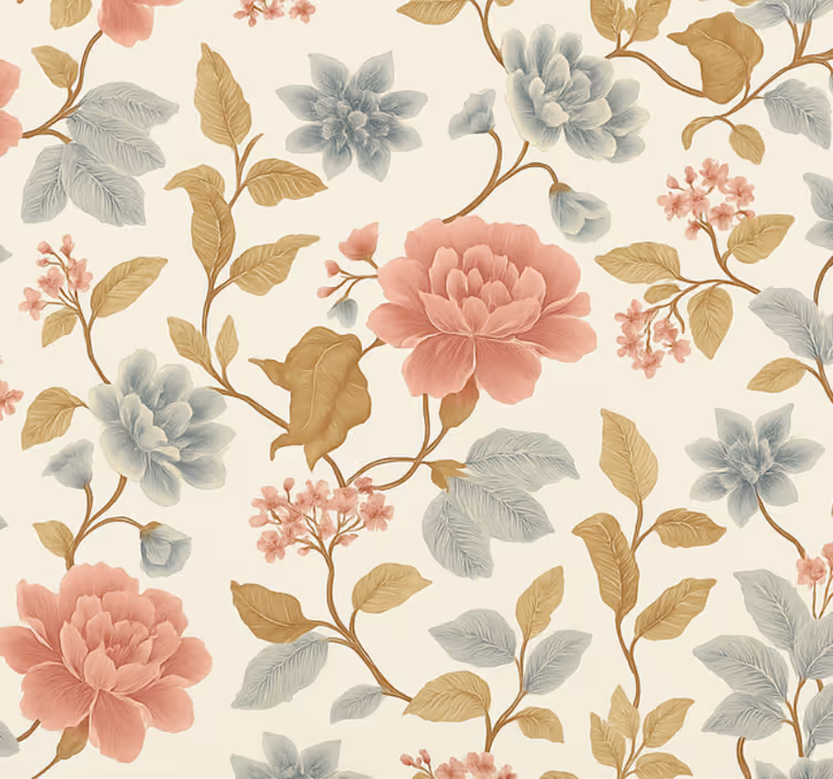 Papel pintado dormitorio matrimonio floral romántico - TenVinilo