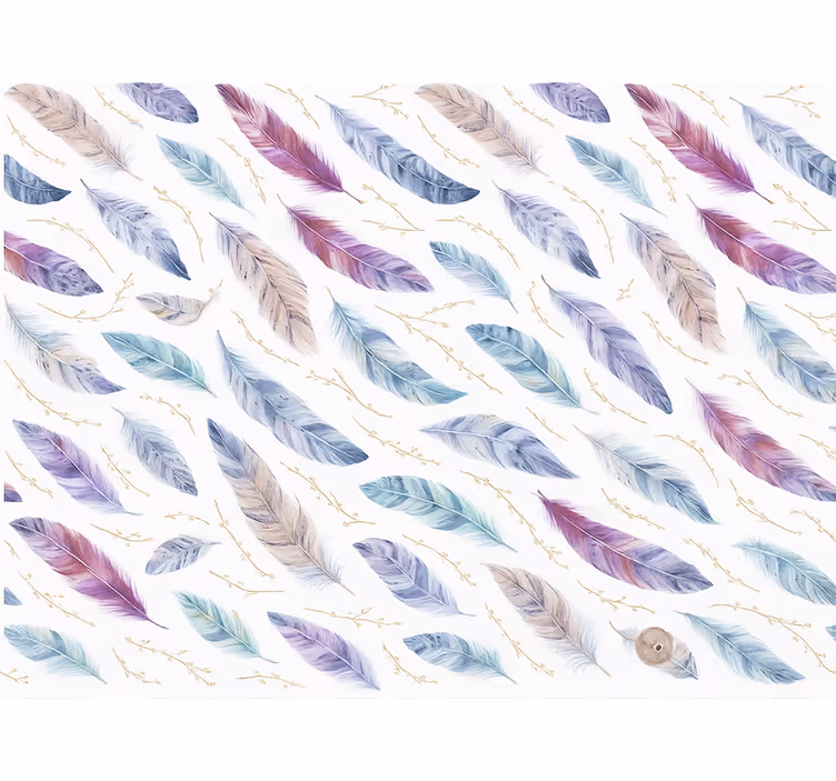Papel pintado infantil patrón de plumas coloridas - TenVinilo