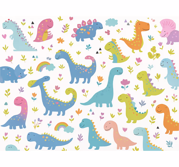 Papel pintado infantil dinosaurios coloridos - TenVinilo