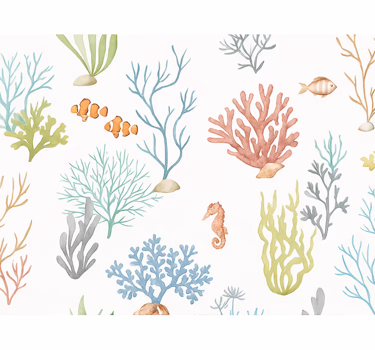 Papel pintado infantil coral bajo el agua - TenVinilo