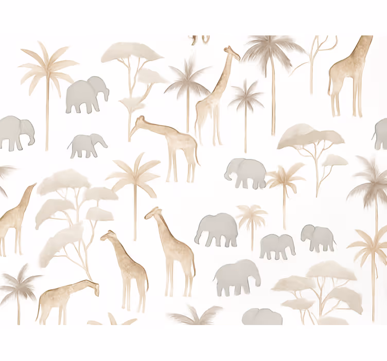 Papel pintado infantil savannah niños - TenVinilo