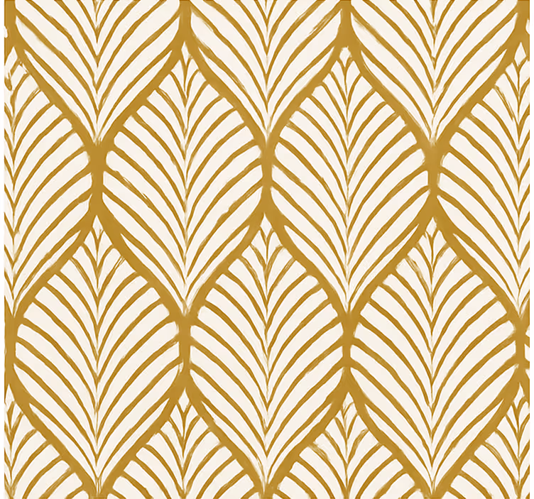 Papel pintado moderno motivo geométrico de hojas doradas - TenVinilo