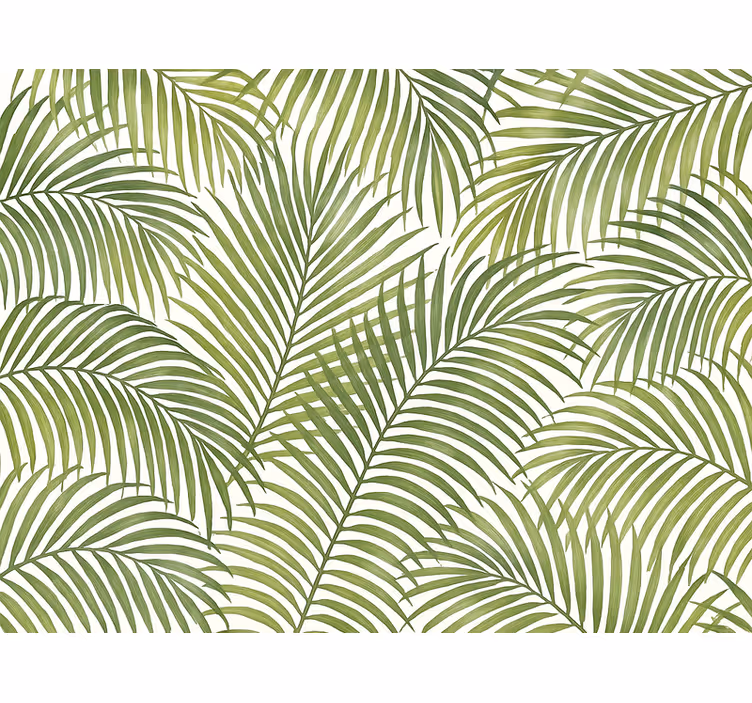 Papel pintado hojas frondas de palma verdes - TenVinilo