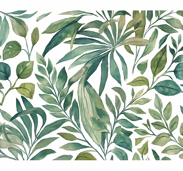 Papel pintado hojas selva acuarelada - TenVinilo