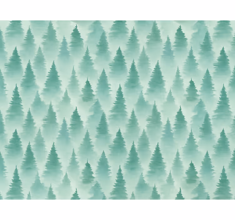 Papel pintado paisaje bosque de pinos nebuloso - TenVinilo
