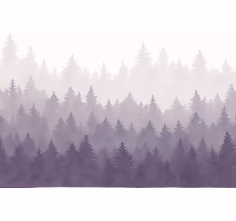 Papel pintado paisaje bosque de niebla púrpura - TenVinilo