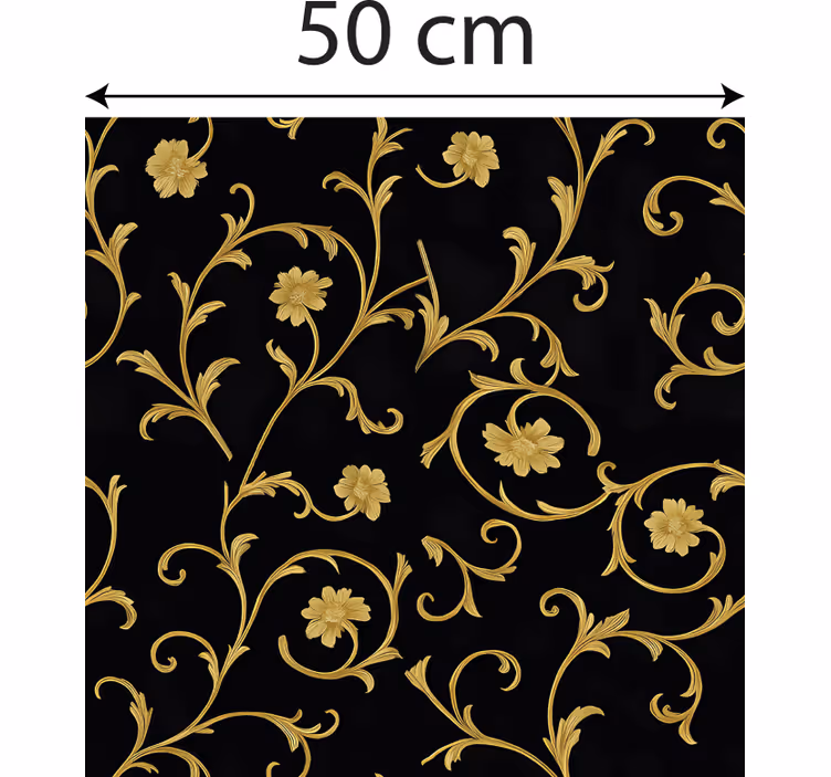 Papel pintado barroco scroll dorado noche negra - TenVinilo