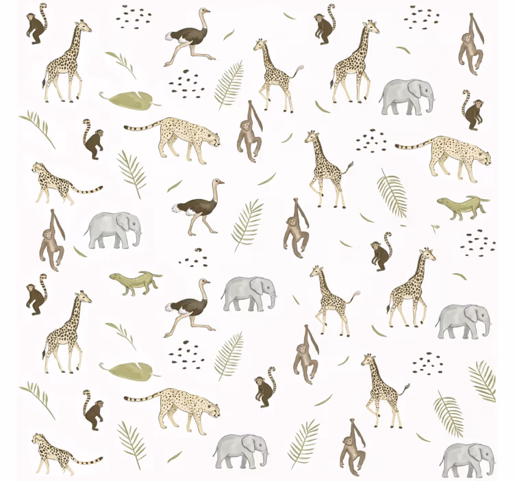 Papel pintado infantil animales de la sabana - TenVinilo