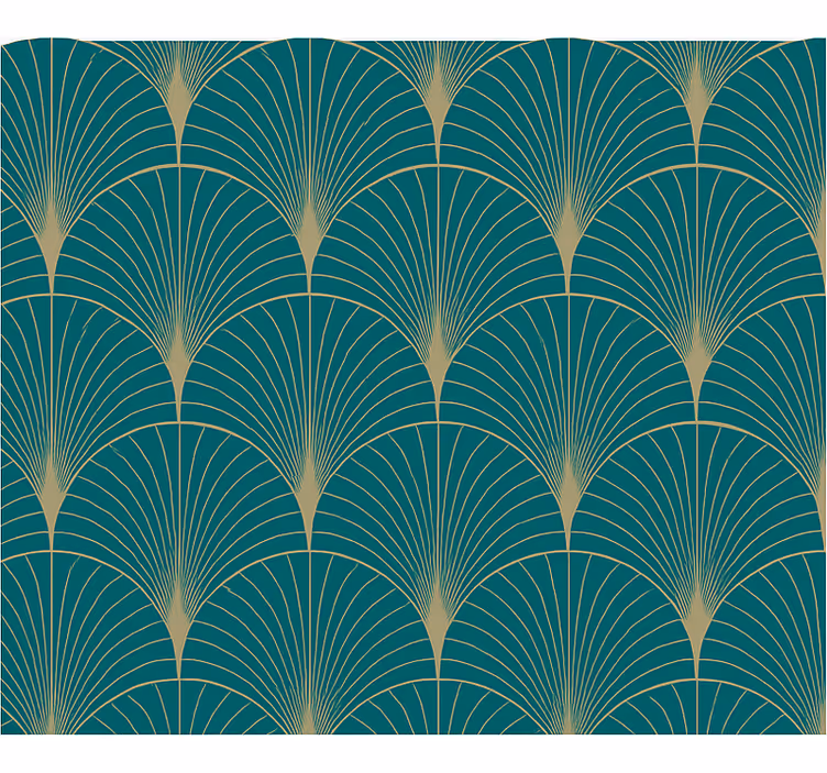 Papel pintado dormitorio matrimonio arte decor azul oro - TenVinilo