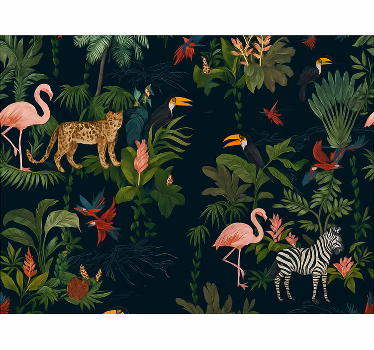 Papel pintado dormitorio matrimonio diseño exótico oscuro - TenVinilo