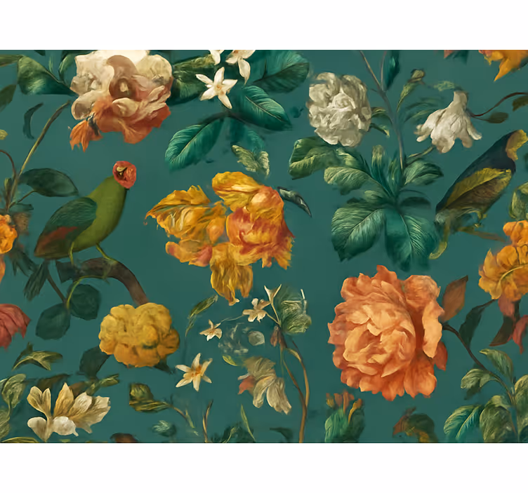 Papel pintado dormitorio matrimonio diseño floral oscuro - TenVinilo