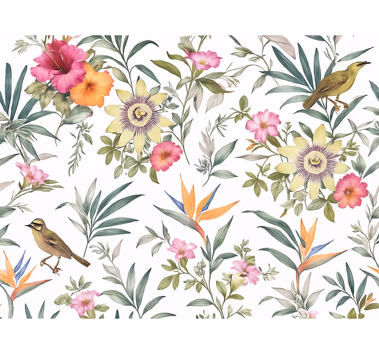 Papel pintado dormitorio matrimonio diseño floral azul - TenVinilo