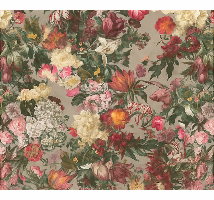 Papel pintado dormitorio matrimonio flores vintage - TenVinilo