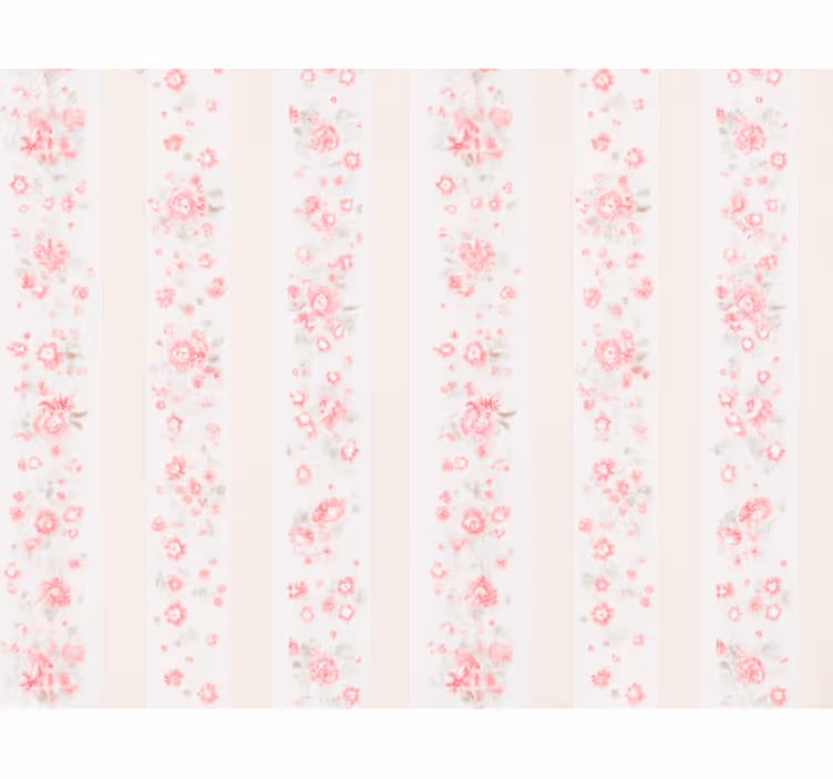 Papel pintado infantil rayas florales retro rosa - TenVinilo