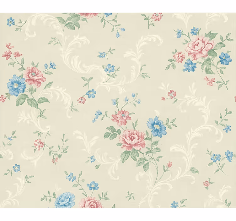 Papel pintado dormitorio matrimonio diseño floral sencillo - TenVinilo