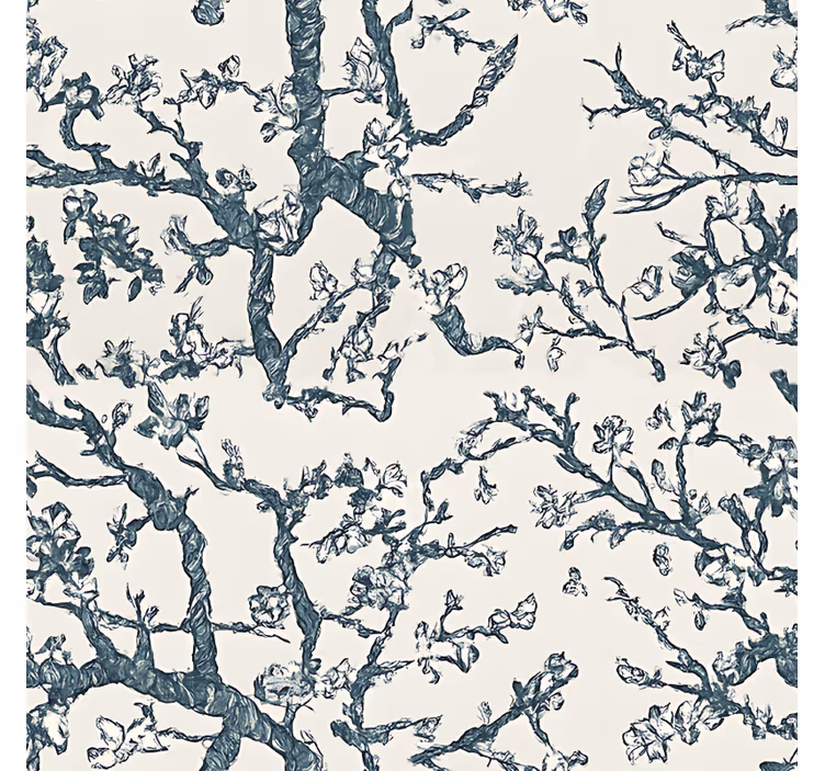 Papel pintado dormitorio matrimonio diseño de Árbol azul oscuro - TenVinilo