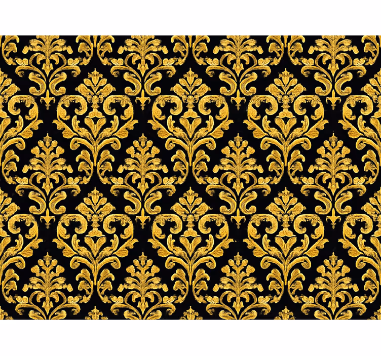 Papel pintado dormitorio matrimonio motivo dorado sobre negro - TenVinilo