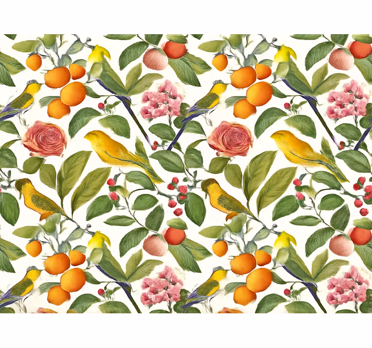 Papel pintado salón patrón selva exótica - TenVinilo