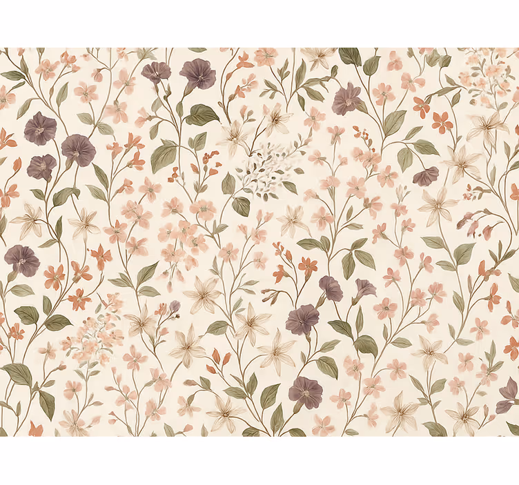 Papel pintado dormitorio matrimonio diseño flores rosas - TenVinilo