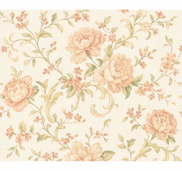 Papel pintado dormitorio matrimonio flores vintage rosa claro - TenVinilo