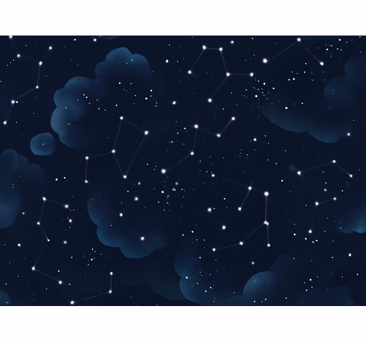 Papel pintado dormitorio matrimonio cielo azul marino con estrell - TenVinilo
