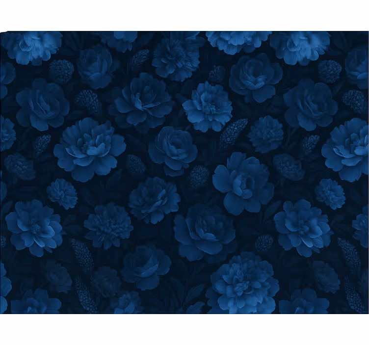 Papel pintado dormitorio matrimonio motivo floral azul oscuro - TenVinilo