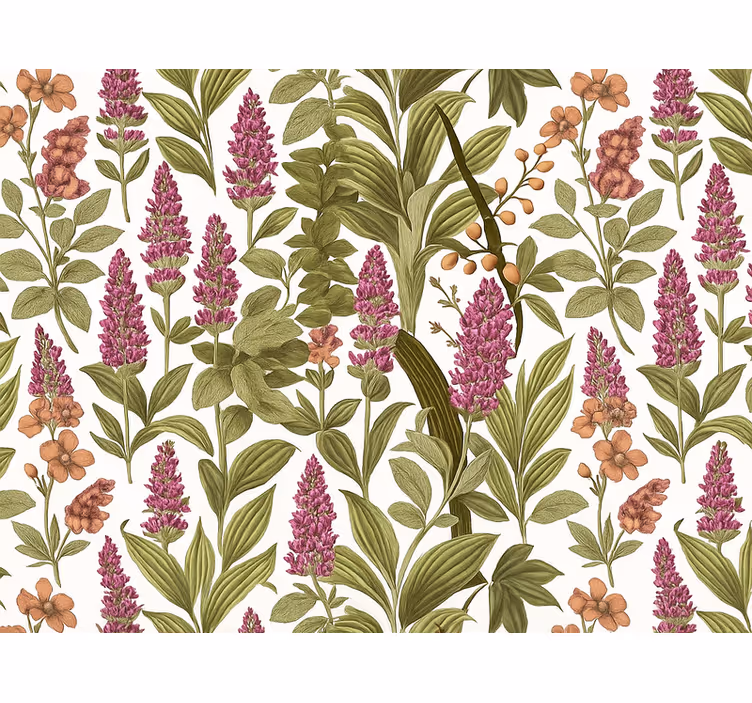 Papel pintado dormitorio matrimonio patrón botánico colorido - TenVinilo