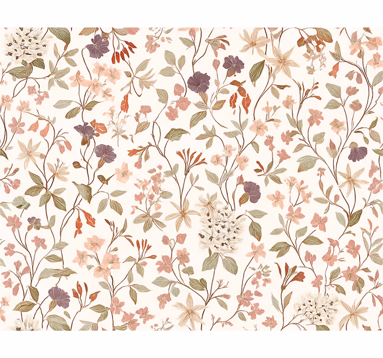 Papel pintado dormitorio matrimonio diseño de flores rosas - TenVinilo