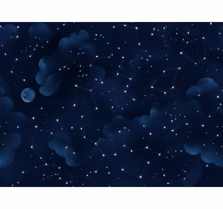 Papel pintado dormitorio matrimonio cielo azul con estrellas - TenVinilo