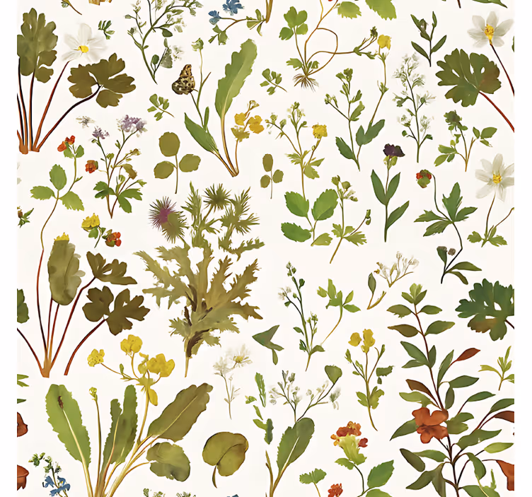 Papel pintado dormitorio matrimonio diseño botánico fondo blanco - TenVinilo